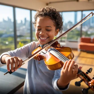 niño tocando el violín en su curso en instituto sol un niño panameño tocando virtuosamente el violin